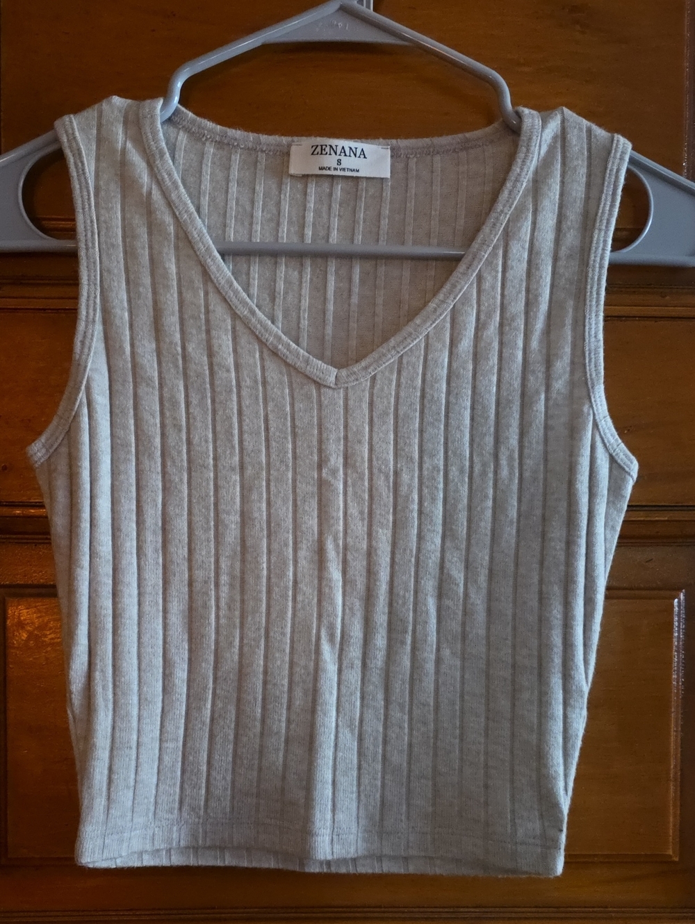 Zenana Outfitters Ribbed V Tank Ash Mocha